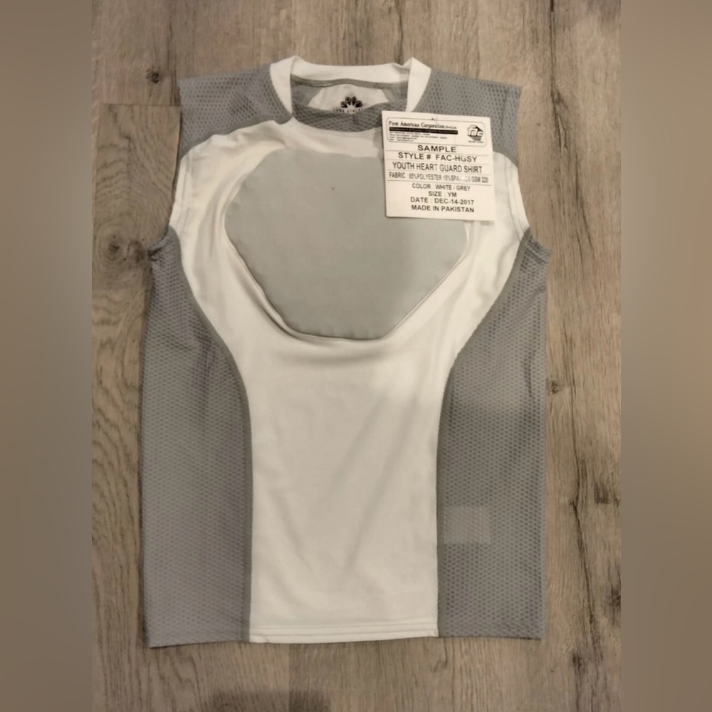 Heart Guard Chest Protector Sports Shirt White Gray Youth Med by Luna Athletica